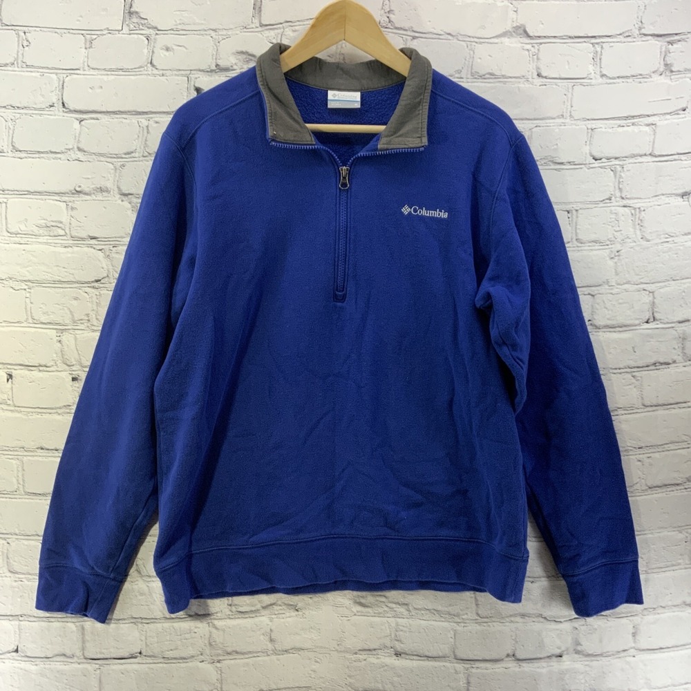 Columbia Sweatshirt Mens Sz M Blue Henley Zip Pullover